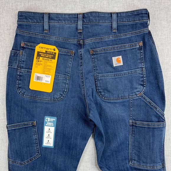 Carhartt Rugged Flex Double Front Jeans Women 8 Short Blue Workwear NEW BD5110-W - Picture 11 of 12